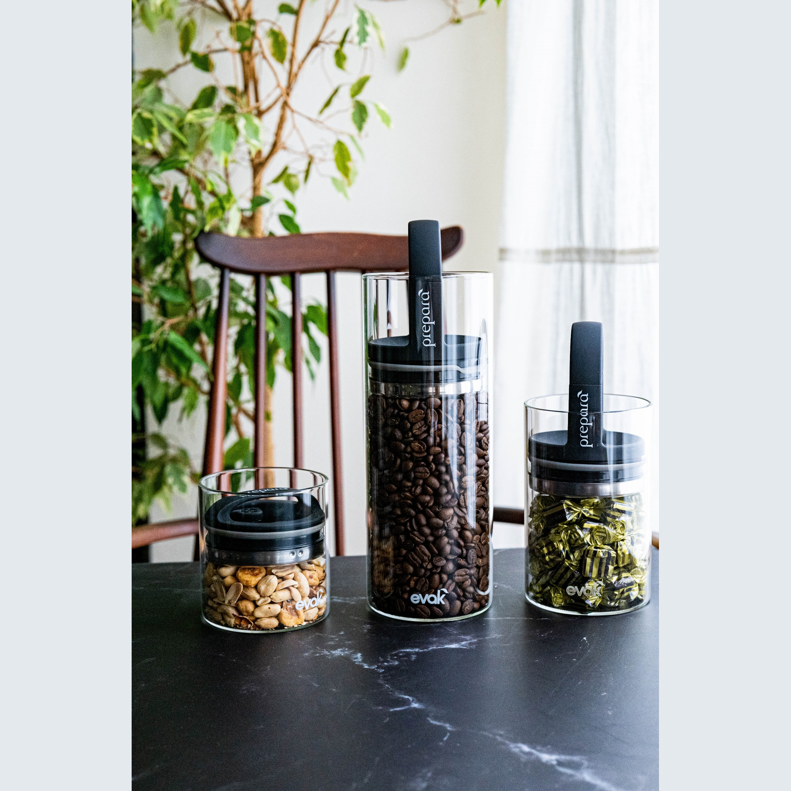キャニスター ガラス2個　 保存容器 Prepara EVAK Canister 楽天市場】キャニスター ガラス 保存容器 フタ付きイヴァーク S